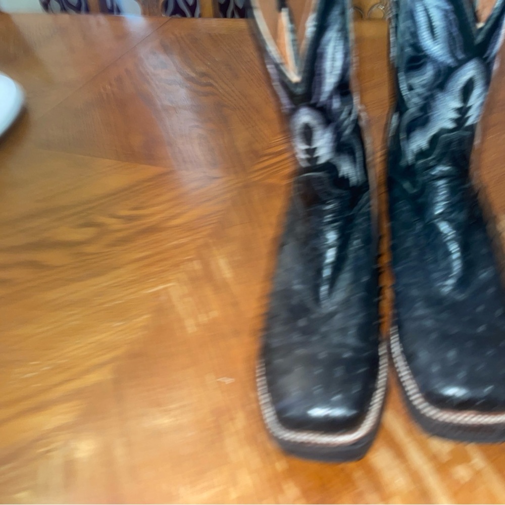 Dan Post Black Ostrich Cowboy Boots, Size 12